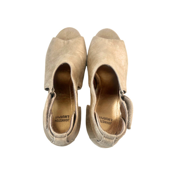 Johnston & Murphy Wedge Sandals Platform Leather Metallic Gold Women’s Size 7.5M - Picture 5 of 8